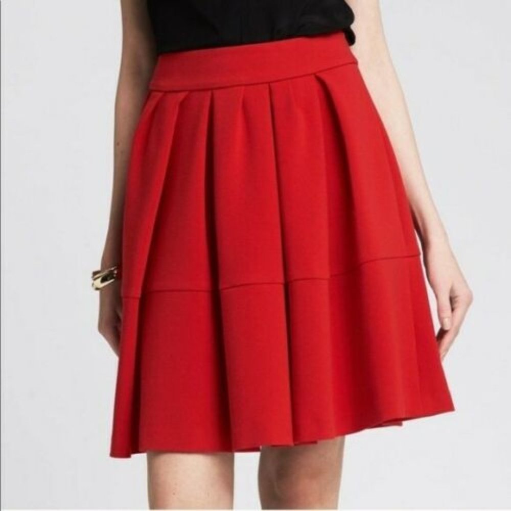Banana Republic Red Pleated Full Skirt